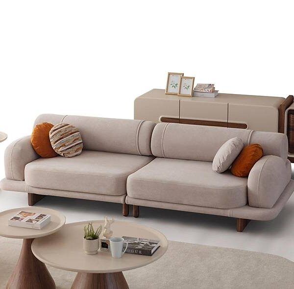 Voyage Luxe designbank – creme-oranje blikvanger